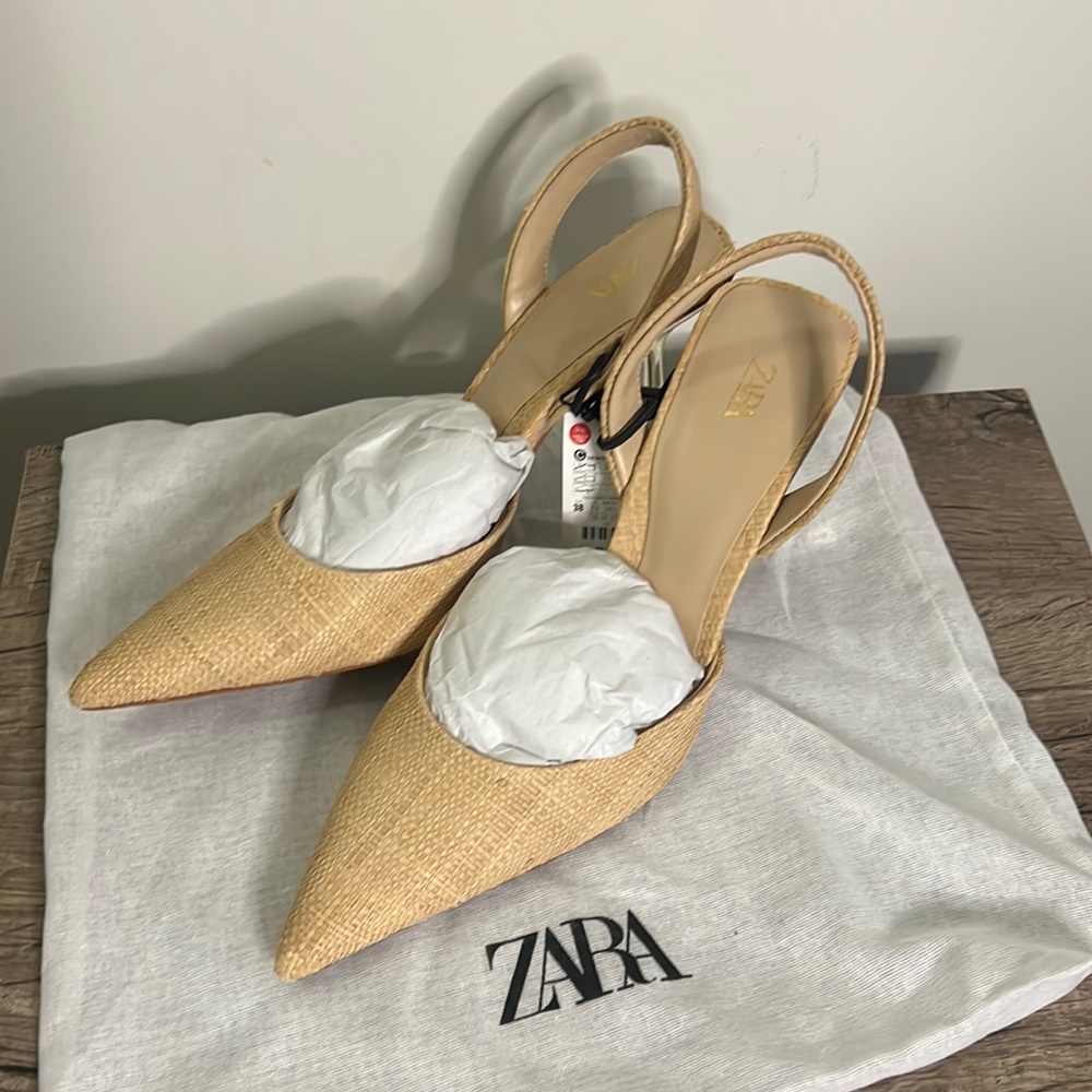 Zara slim back with silver heel and nurse raffia coloring size 38